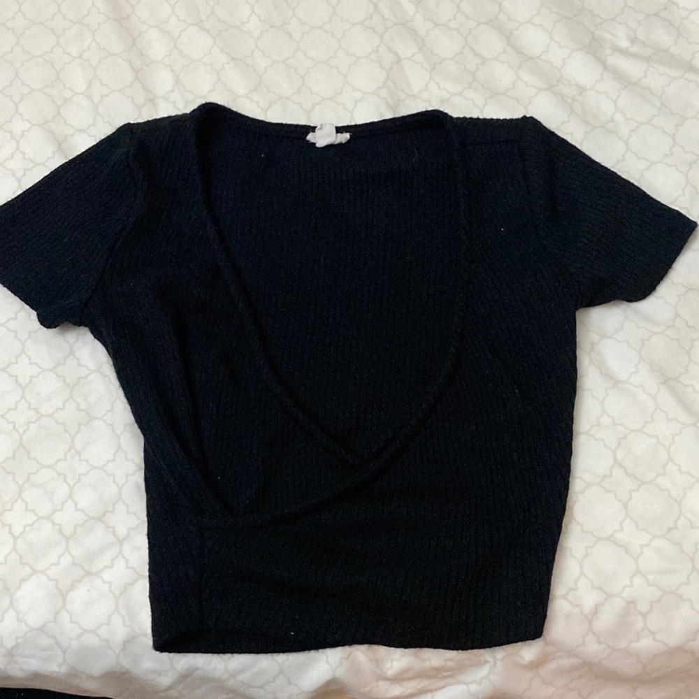 Garage, Black Wrap top, Crop top.